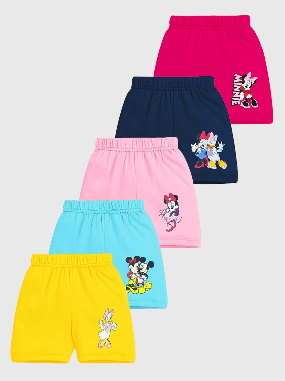 

Disney By Miss and Chief Girls Pack Of 5 Printed Regular Fit Shorts, Pink