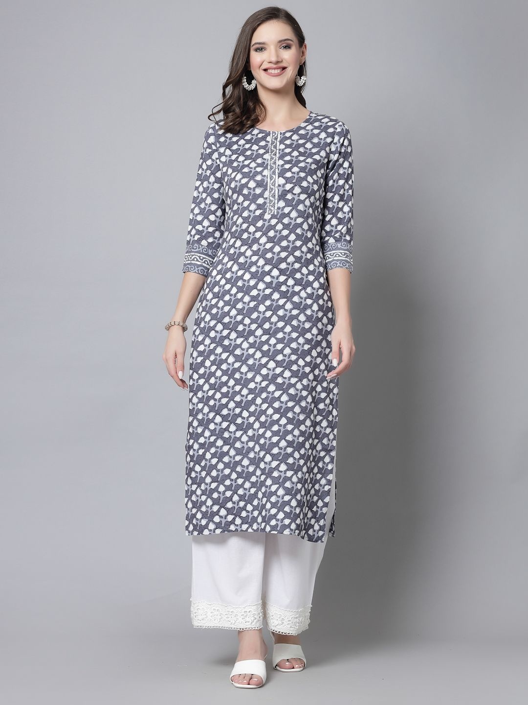 

kipek Women Floral Floral Kurta, Grey