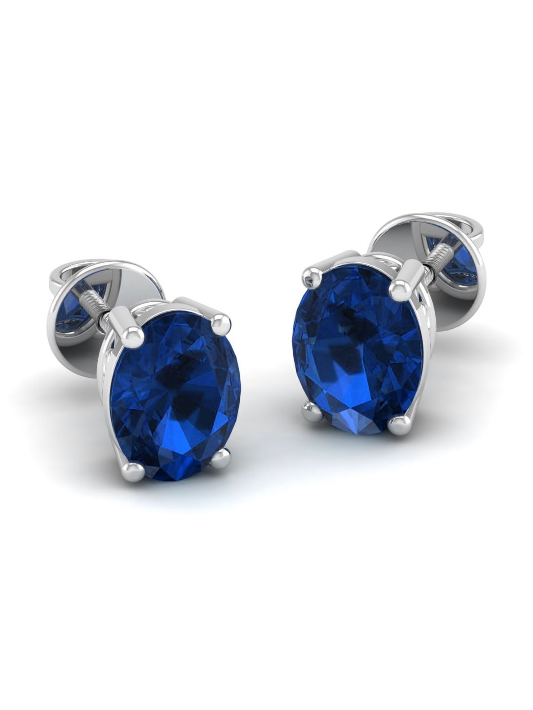 

AKSHAT SAPPHIRE 92.5 Pure Sterling Silver Rhodium-Plated CZ-Stone Studded Oval Studs