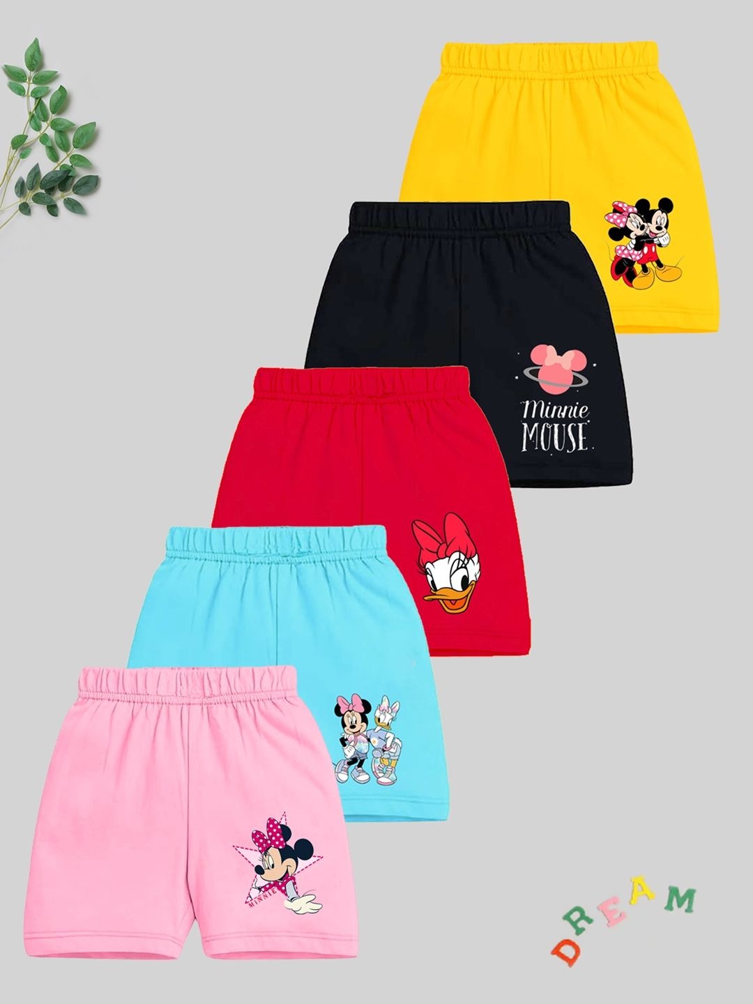 

Disney By Miss and Chief Girls Pack of 5 Printed Shorts, Pink