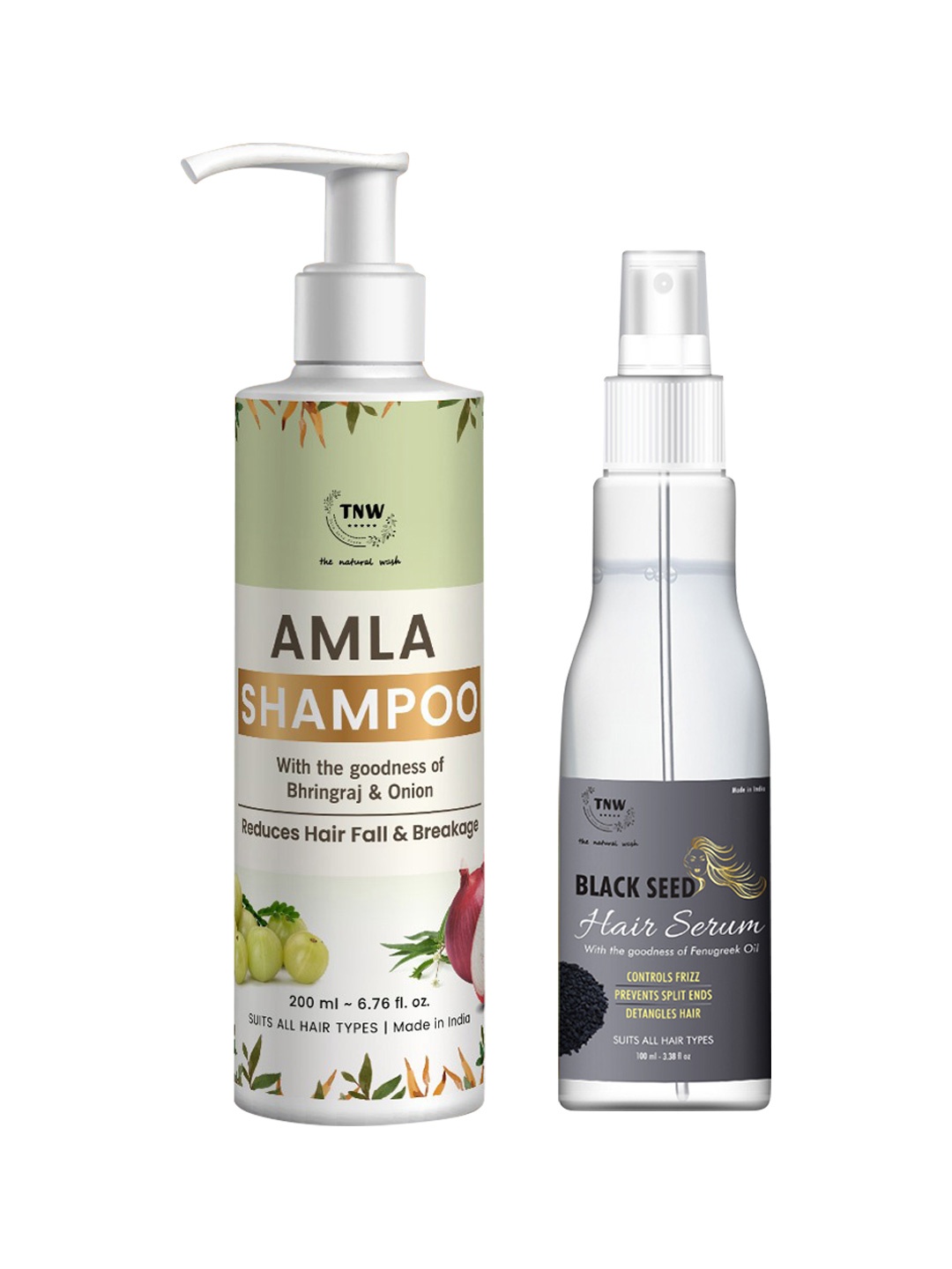 

TNW the natural wash Set of Black Seed Hair Serum 100ml & Amla Shampoo 200ml