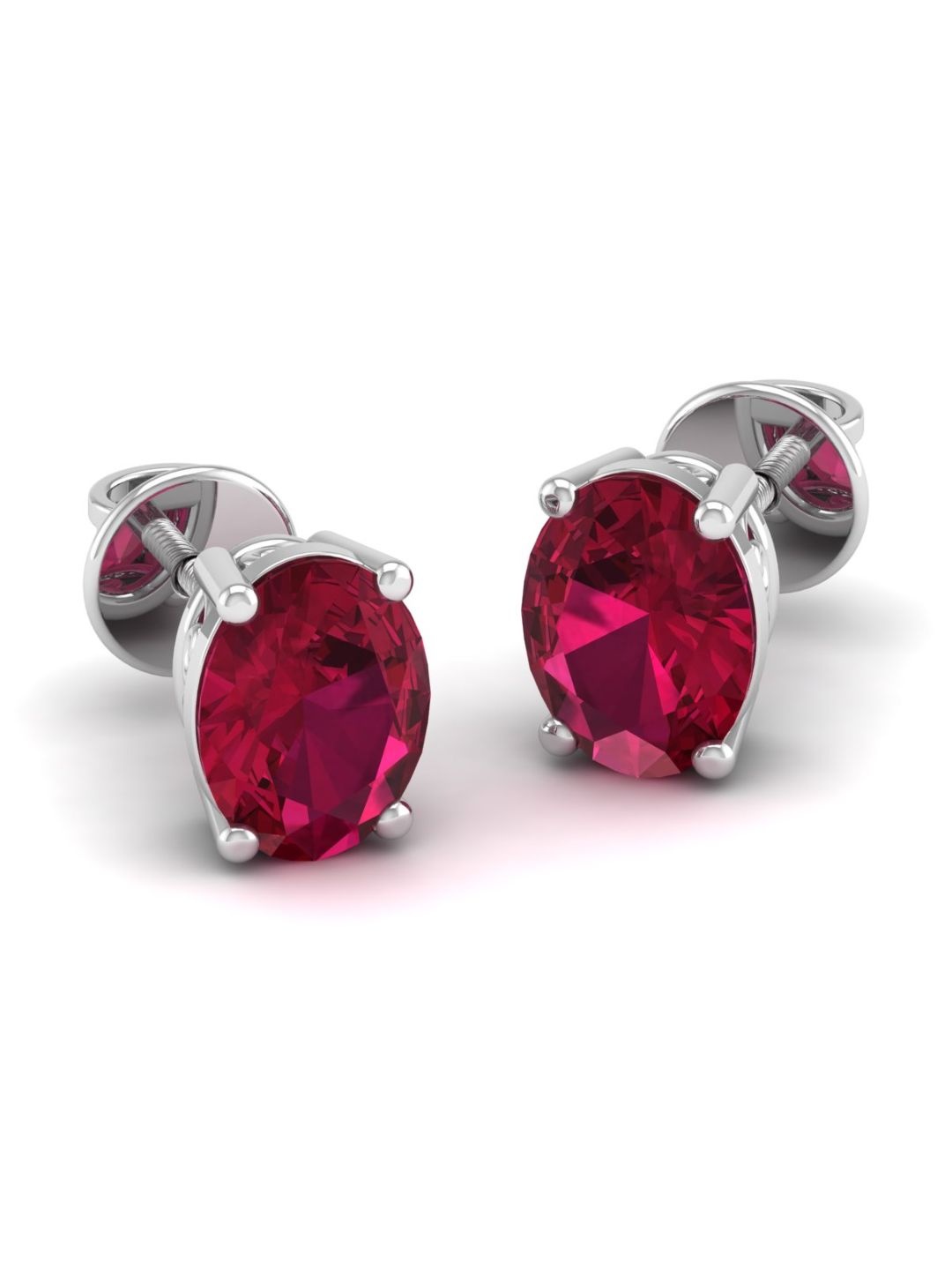 

AKSHAT SAPPHIRE 92.5 Sterling Silver Rhodium-Plated Oval Cubic Zirconia Studs, Pink