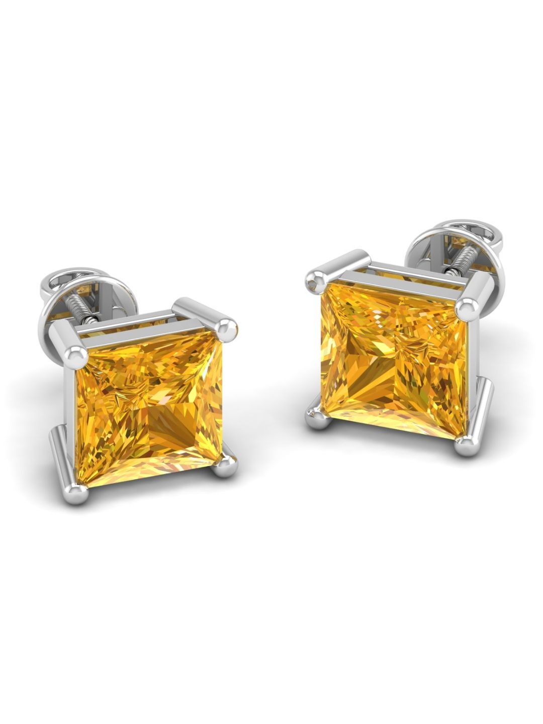 

AKSHAT SAPPHIRE Square Studs Earrings, Yellow