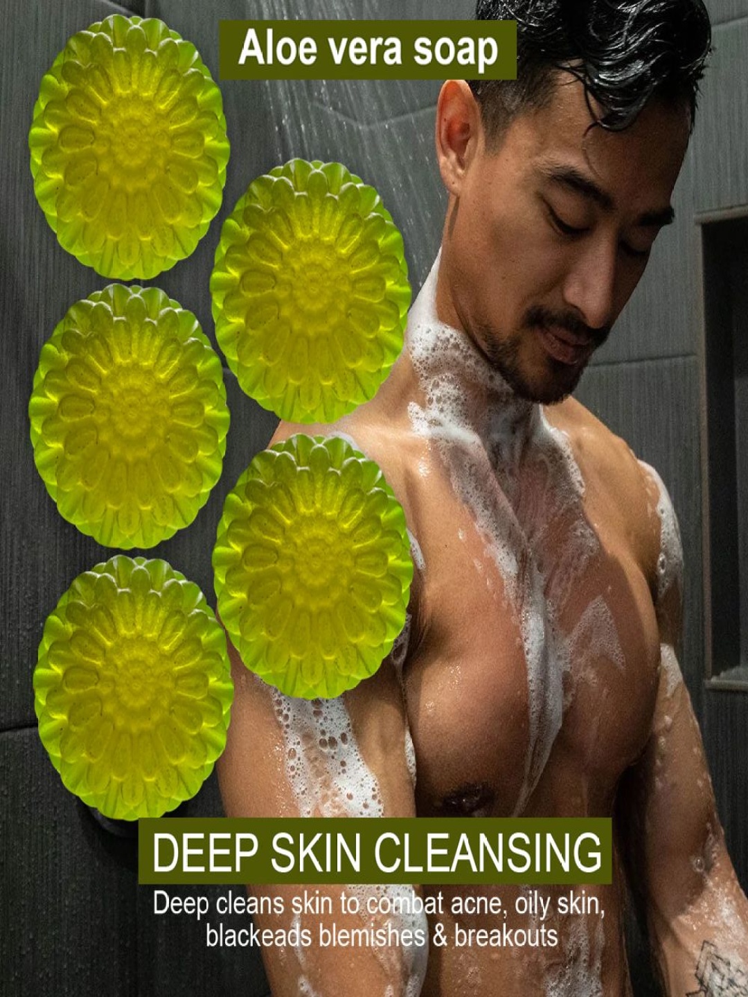 

GROOVY Set Of 5 Aloe Vera Enriching Bathing Soap - 100 g Each, Green