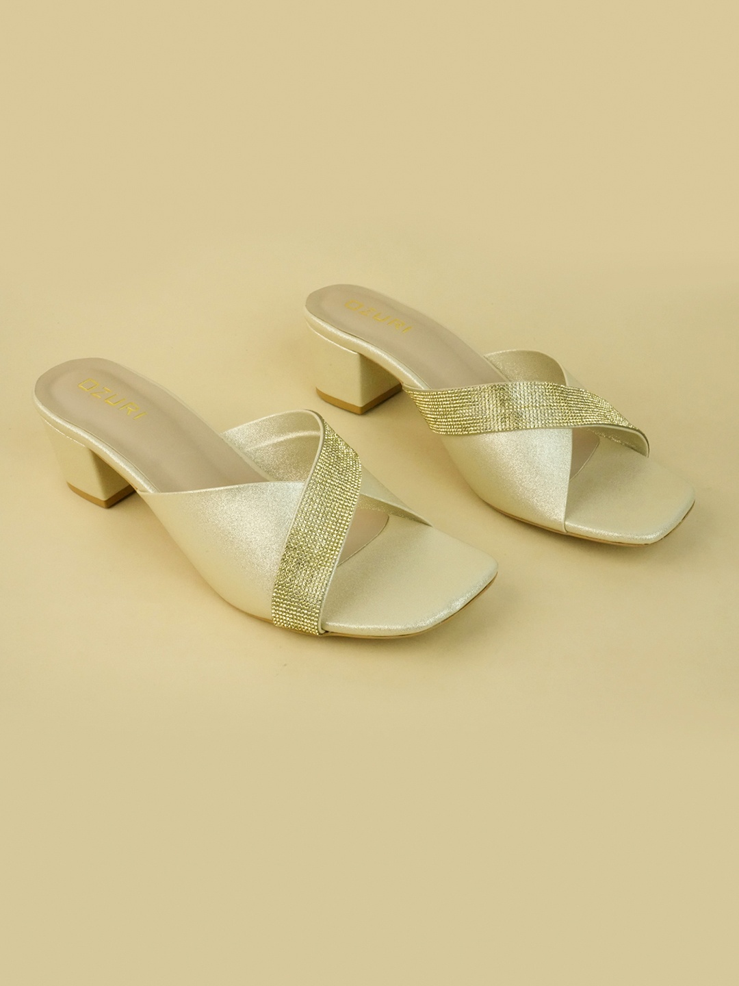 

Ozuri Women Embellished Party Block Sandals, Gold