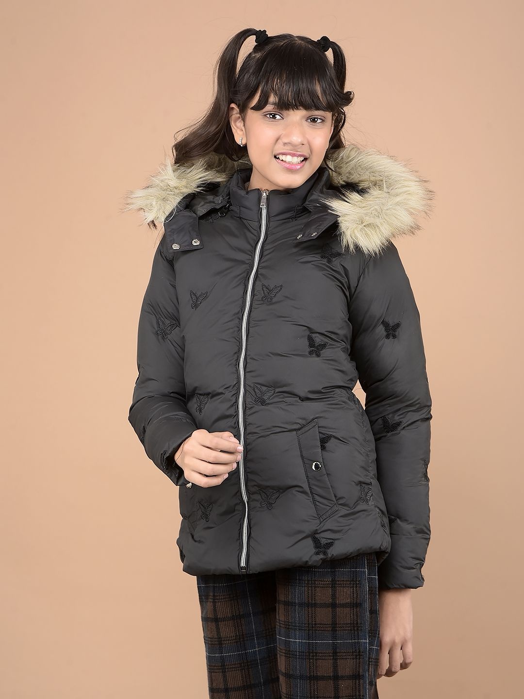 

Crimsoune Club Girls Hooded Solid Casual Lightweight Parka Jacket, Olive