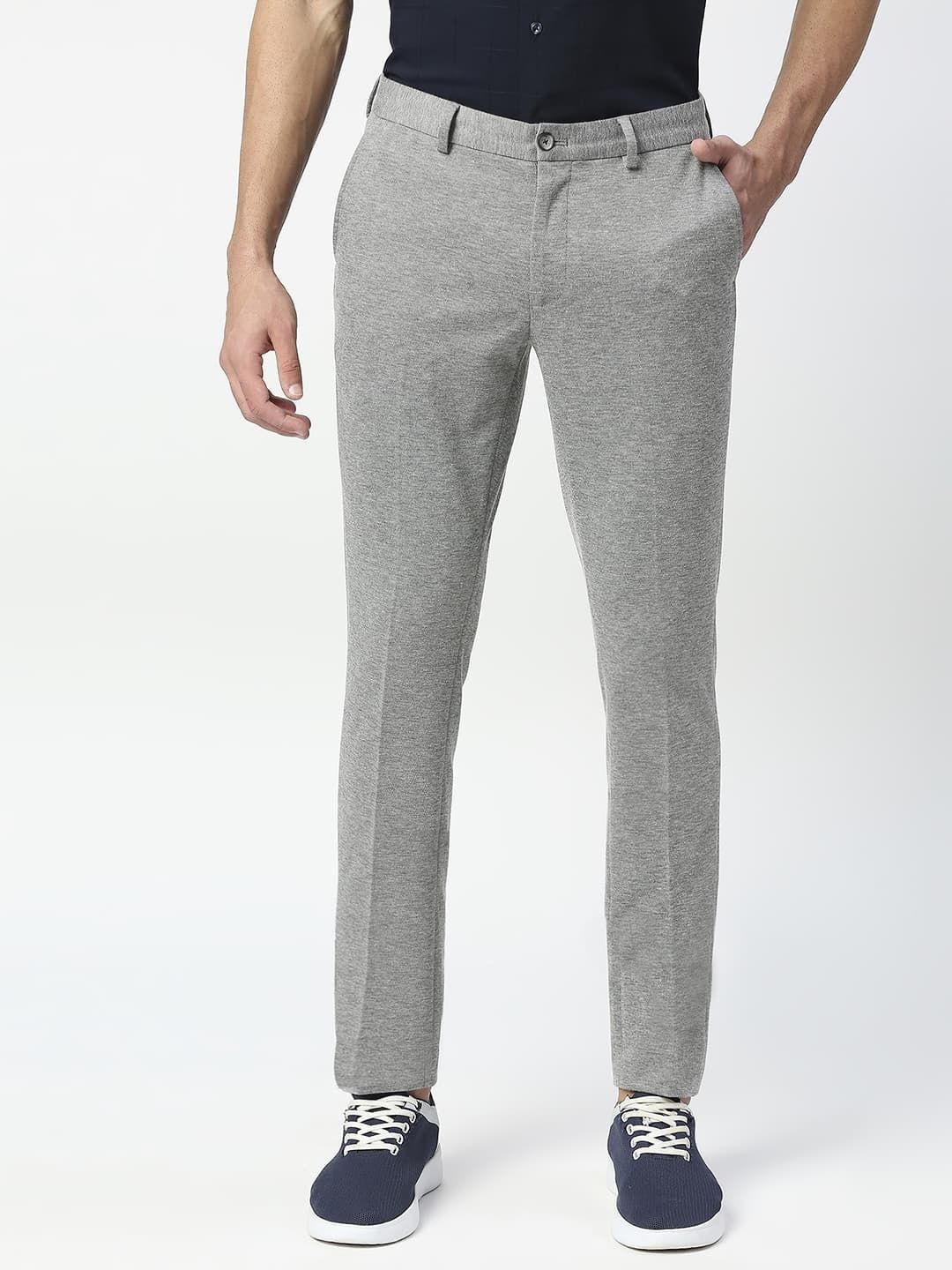 

Basics Men Tapered Fit Regular Trousers, Grey