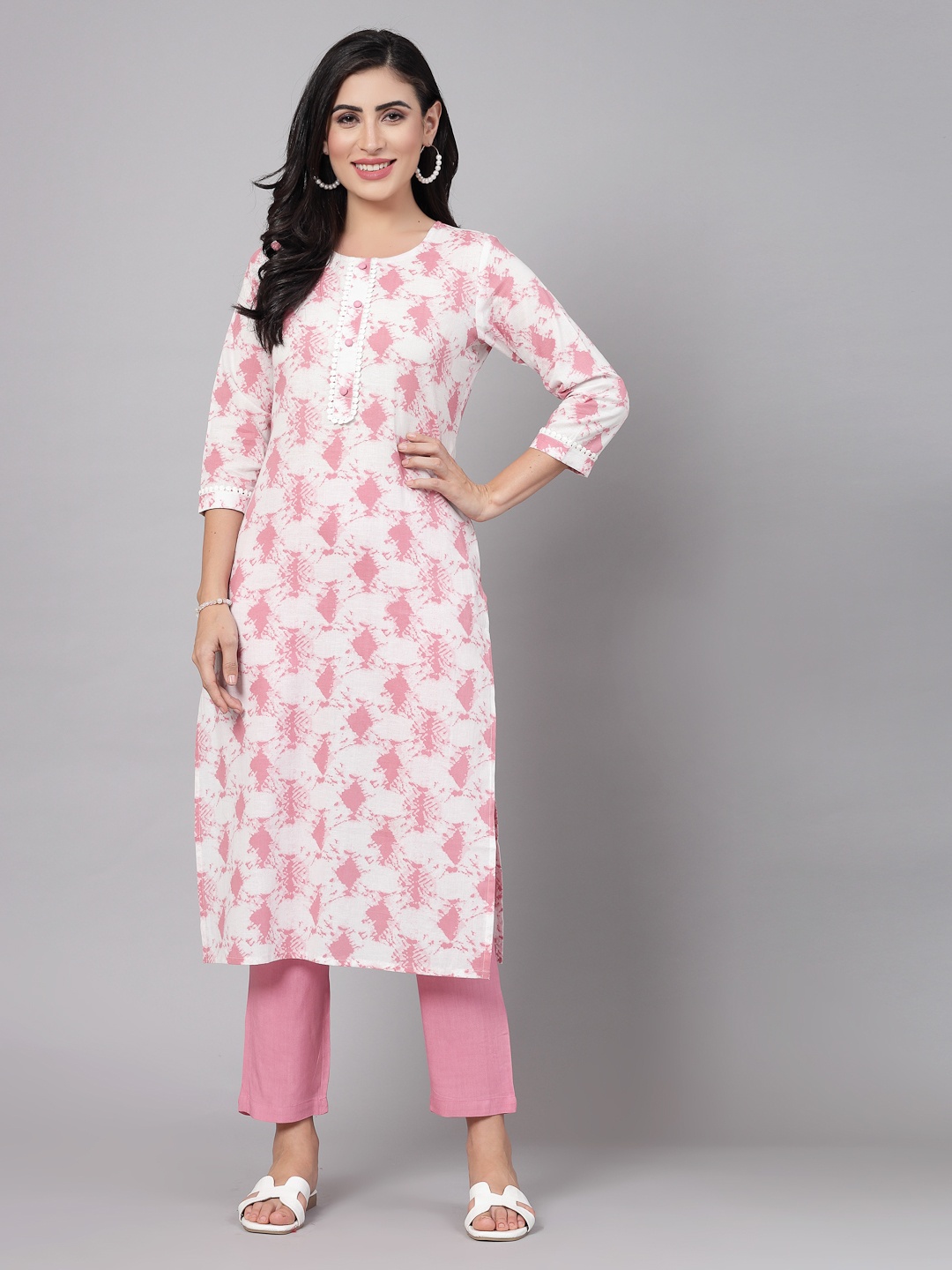 

kipek Women Regular Kurta with Palazzos, Pink