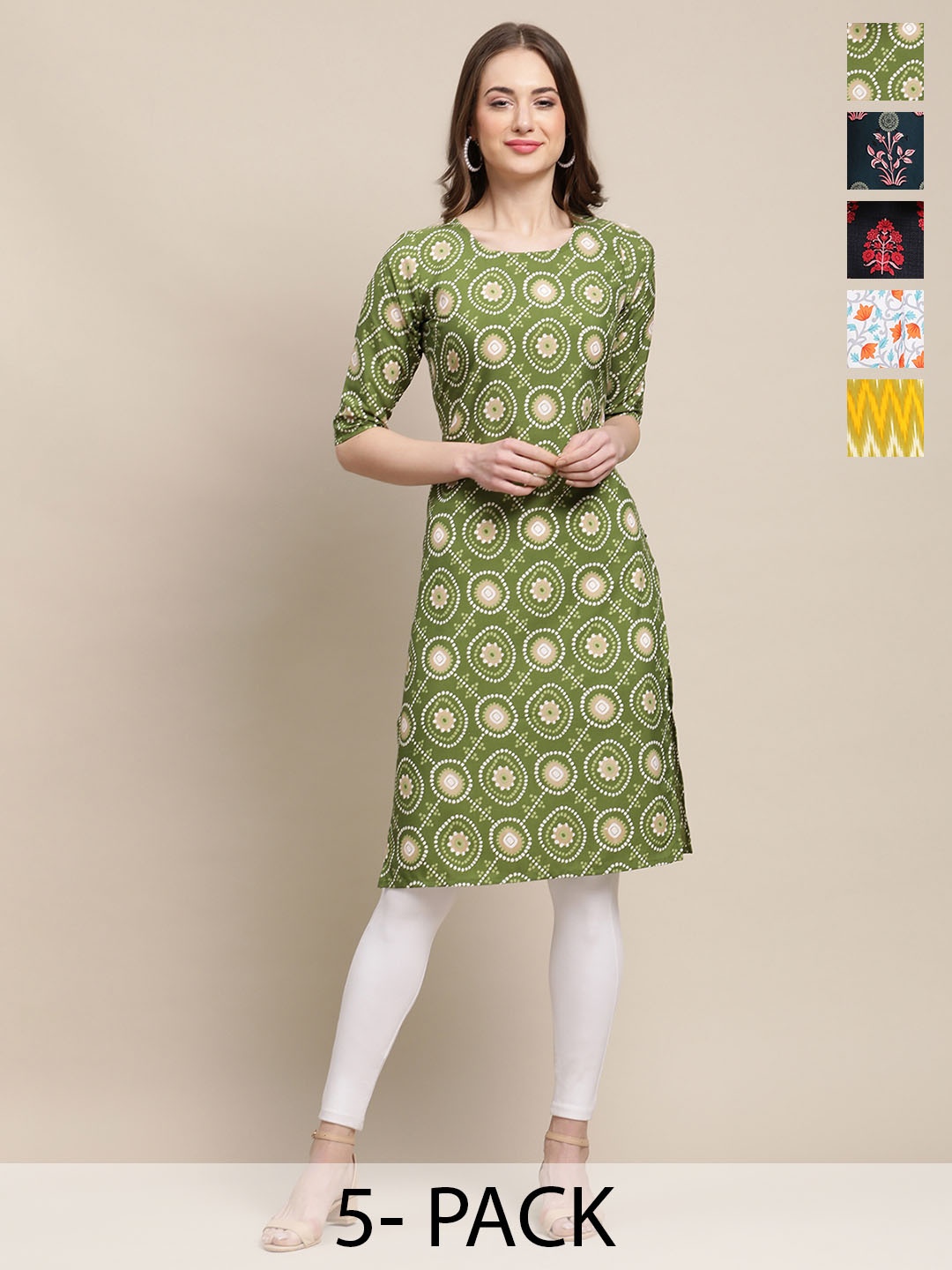 

7Threads Women Ethnic Motifs Printed Sequinned Floral Crepe Kurta, Multi