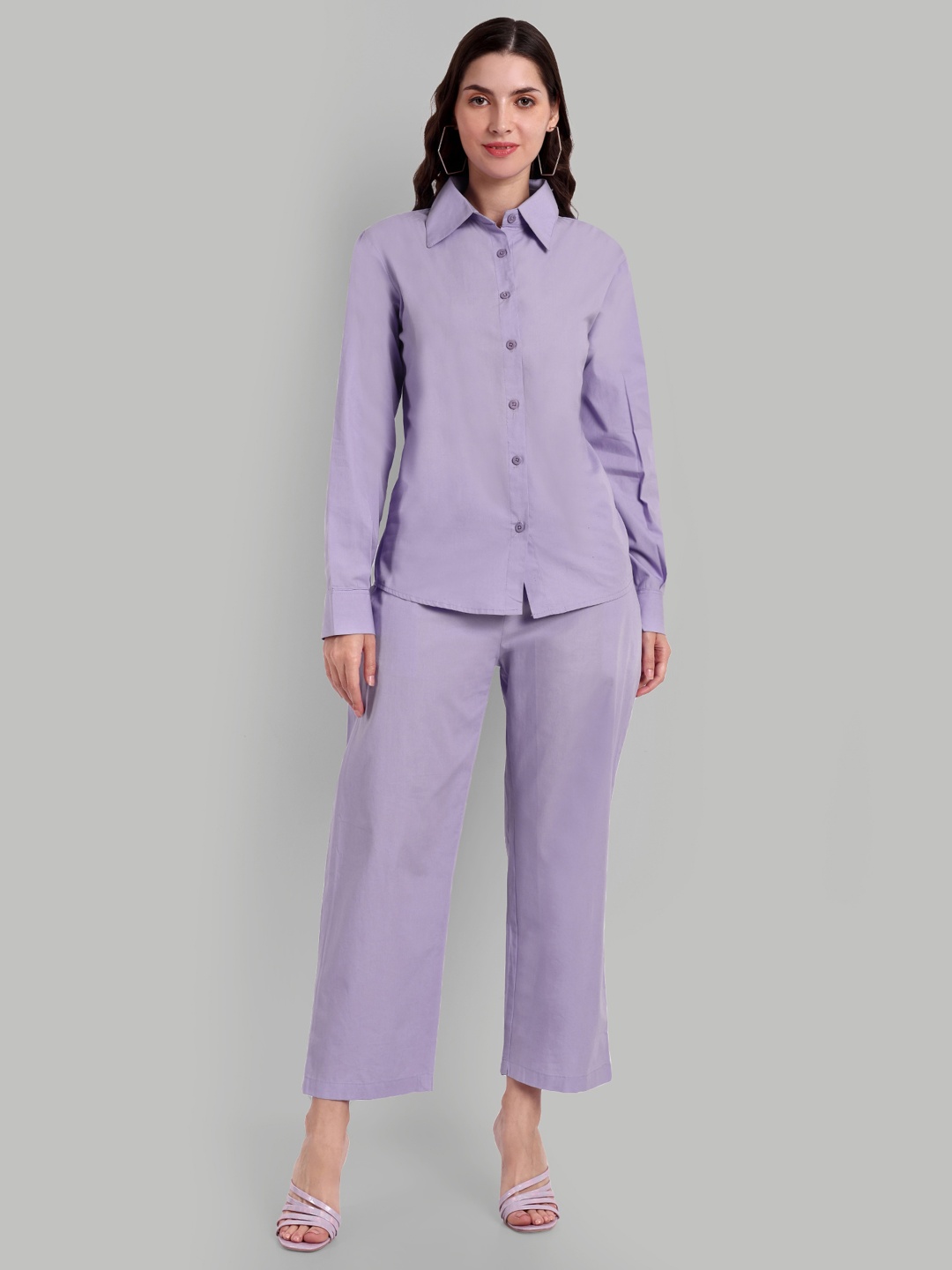 

SINGNI Pure Cotton Shirt & Trousers Co-Ords, Lavender