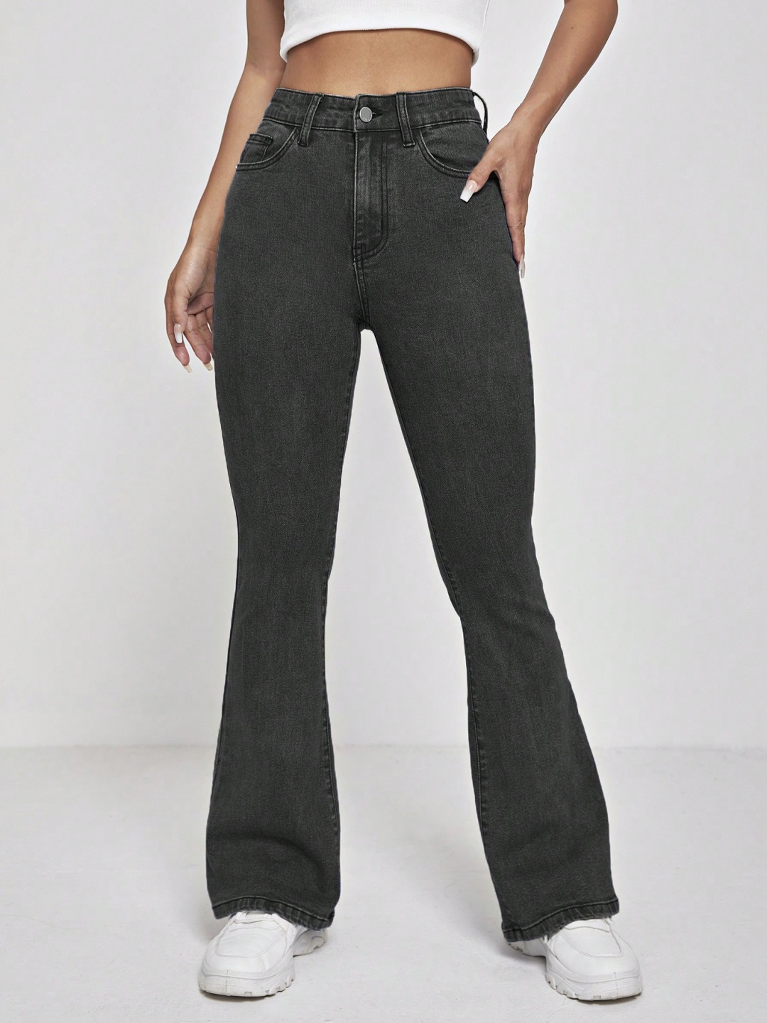 

Kotty Women Black Bootcut High-Rise Clean Look Cotton Stretchable Jeans