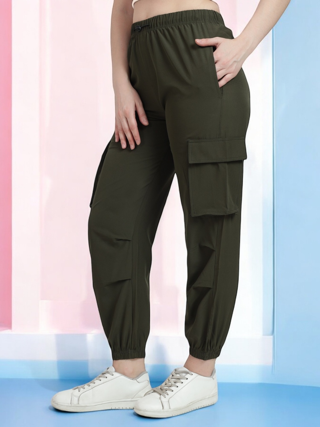 

TABADTOD Women Relaxed Loose Fit Easy Wash Joggers Trousers, Olive