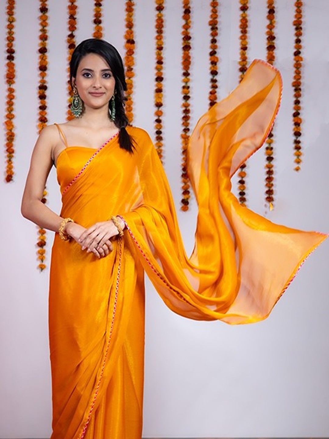 

Swtantra Poly Chiffon Saree, Orange