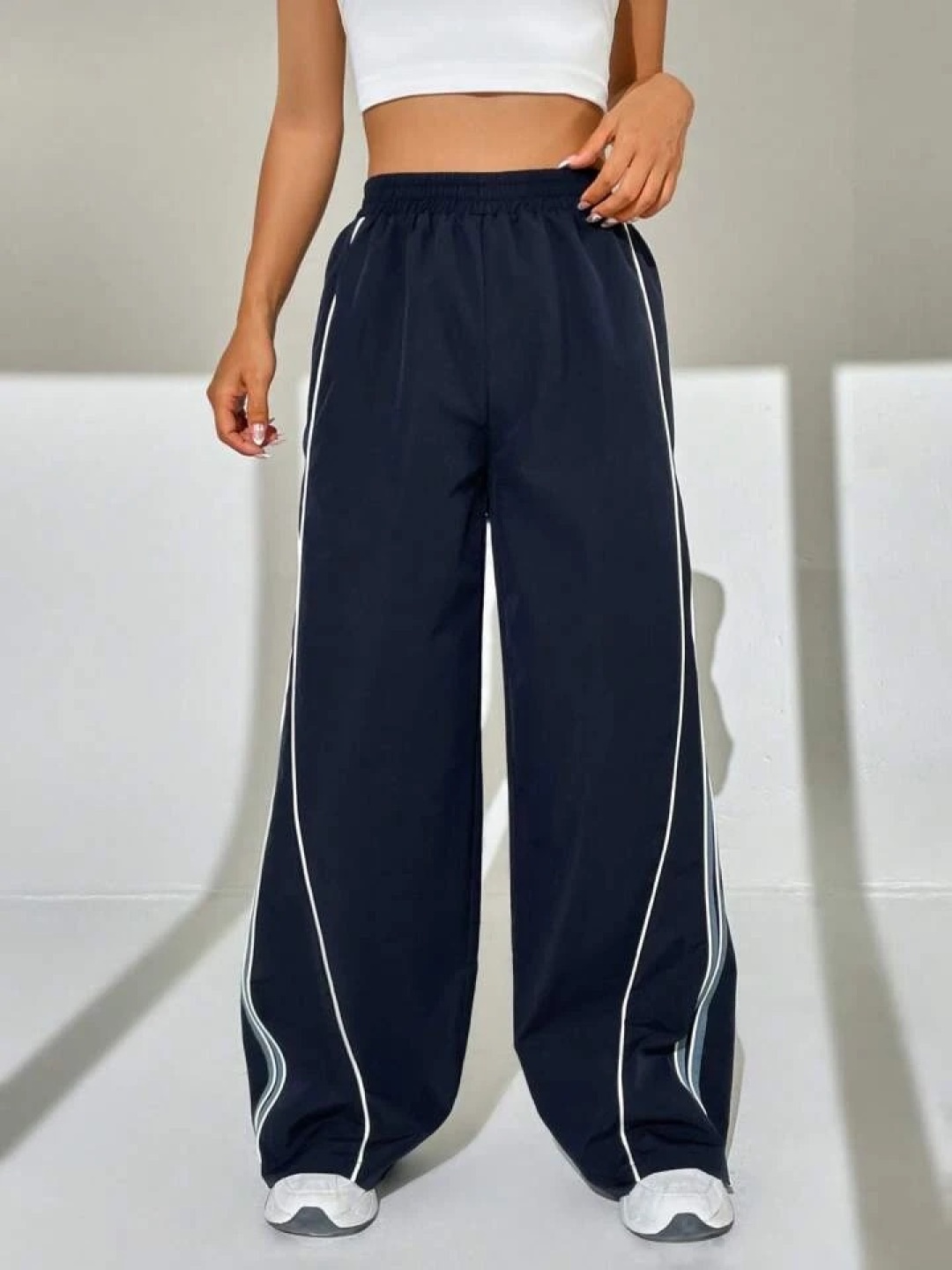 

TABADTOD Women Relaxed Loose Fit Trousers, Navy blue
