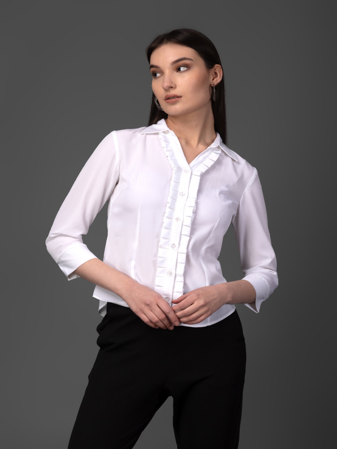 

MEEAMI FASHION Classic Spread Collar Casual Shirt, White