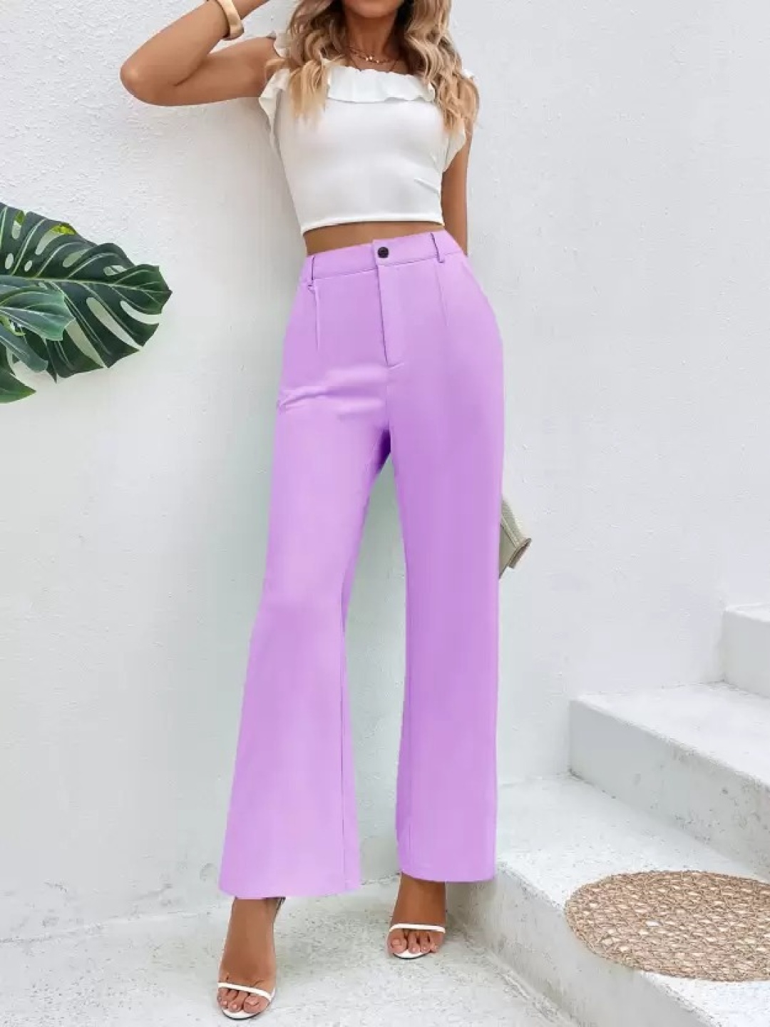 

Fashion2wear Women Smart High-Rise Stain Resistant Trousers, Lavender