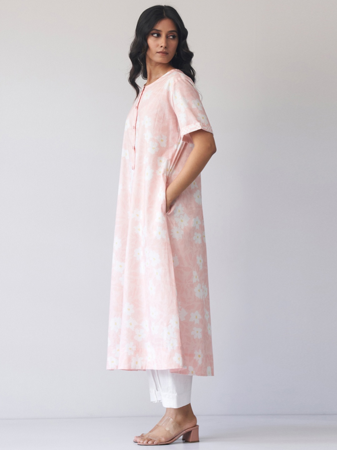 

Ganga Floral Printed Pure Cotton Relaxed Fit Kurta with Trousers, Pink