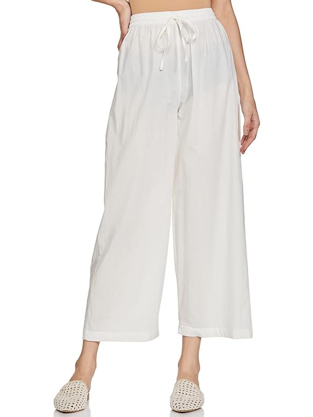 

CHANDERKASH Women Relaxed Straight Leg Culottes Trousers, White