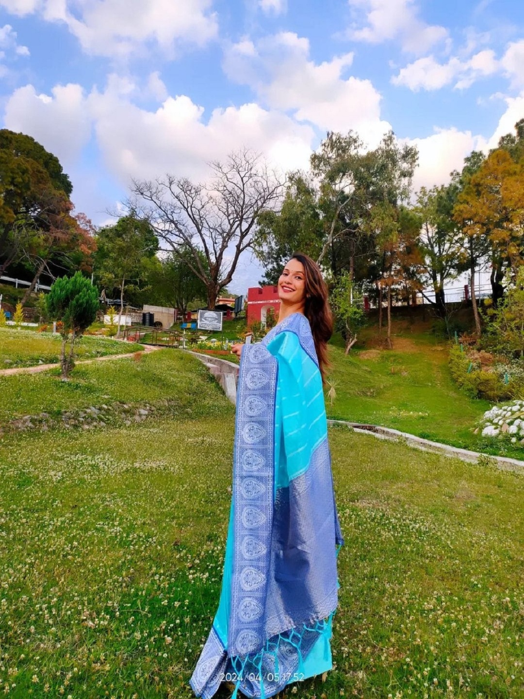 

LADY SHOPI Ethnic Motifs Zari Banarasi Saree, Turquoise blue
