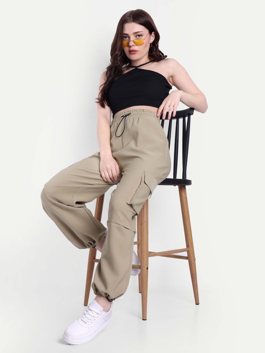

Next One Women Rapid Dry Baggy Fit Joggers, Beige