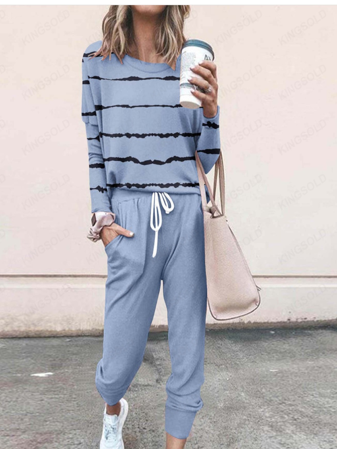 

StyleCast Blue Striped Sweatshirt With Joggers