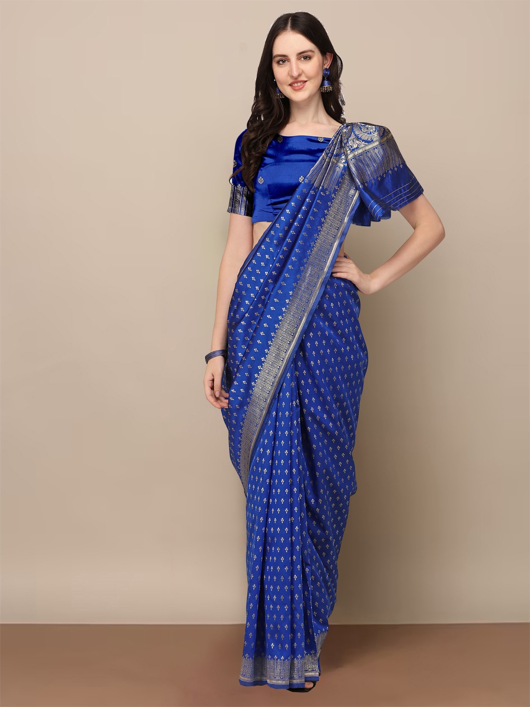 

BerMondsey Woven Design Zari Banarasi Saree, Blue