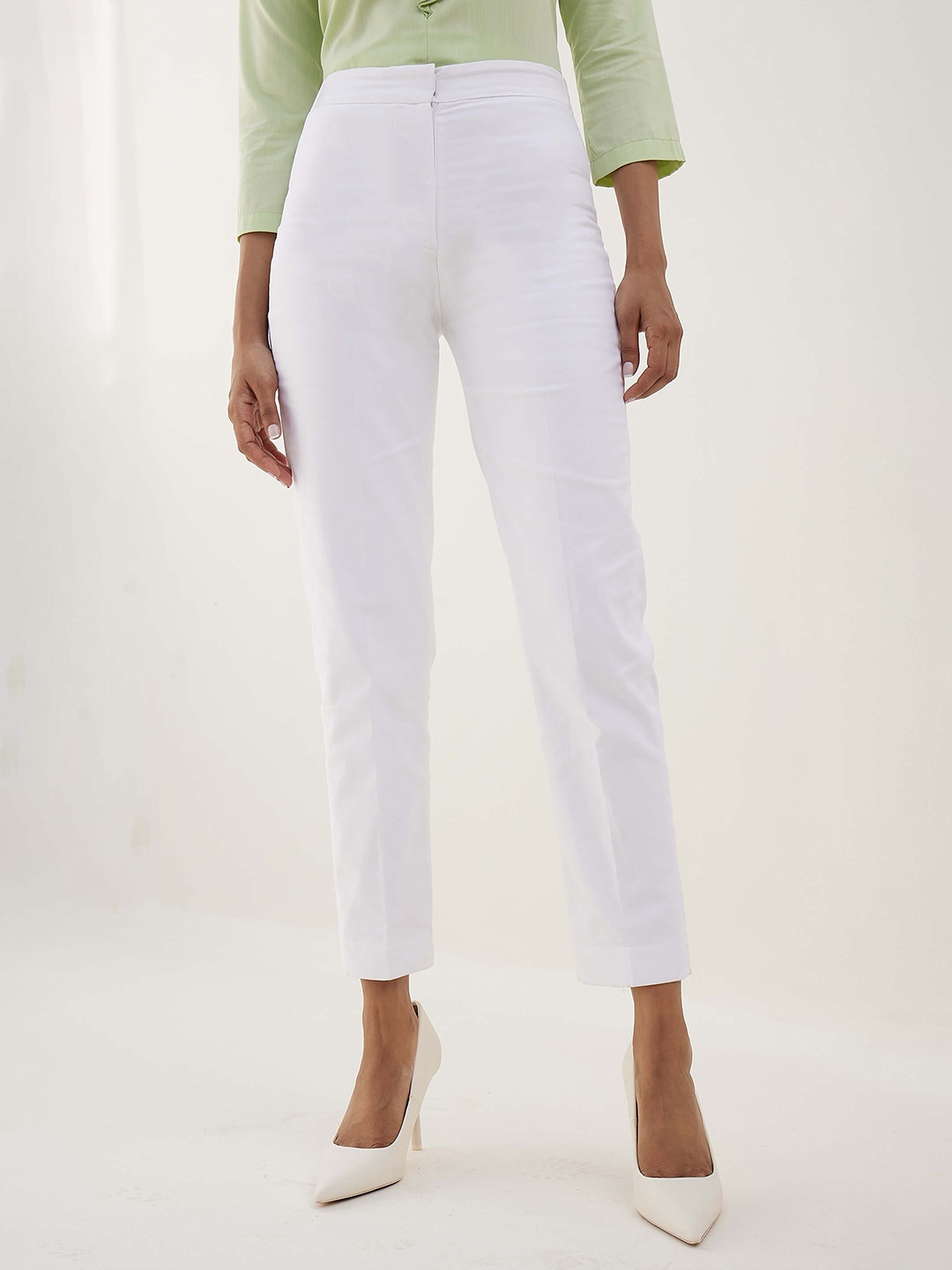 

SALT ATTIRE Women Slim Fit Trousers, White