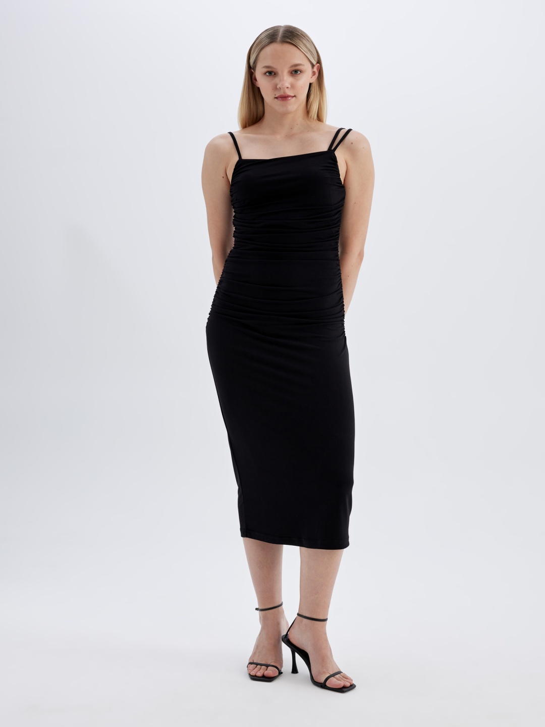 

DeFacto Sleeveless Bodycon Midi Dress, Na