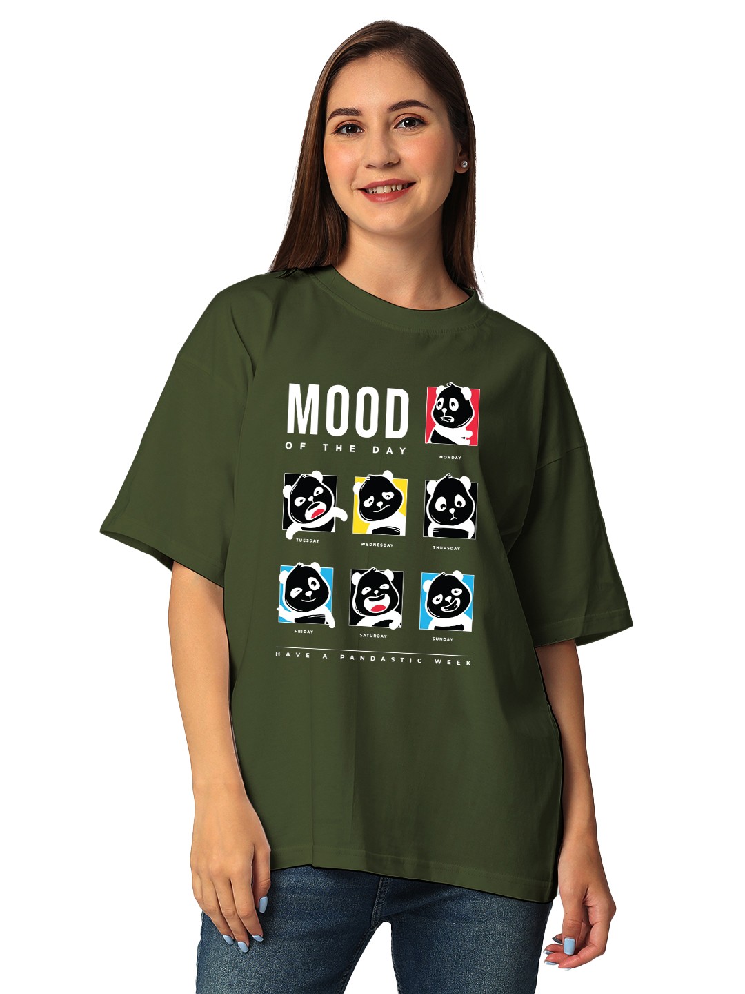

STATUS MANTRA Women Typography Printed Bio Finish Applique T-shirt, Olive