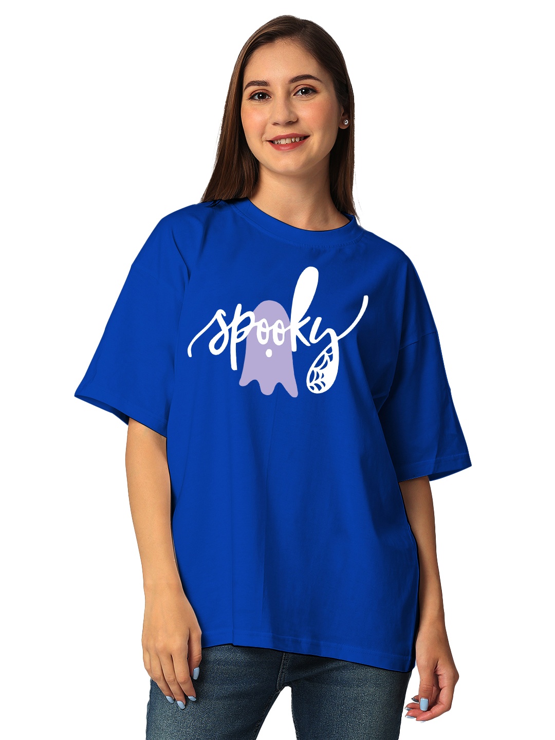 

STATUS MANTRA Women Typography Printed Bio Finish Applique T-shirt, Blue