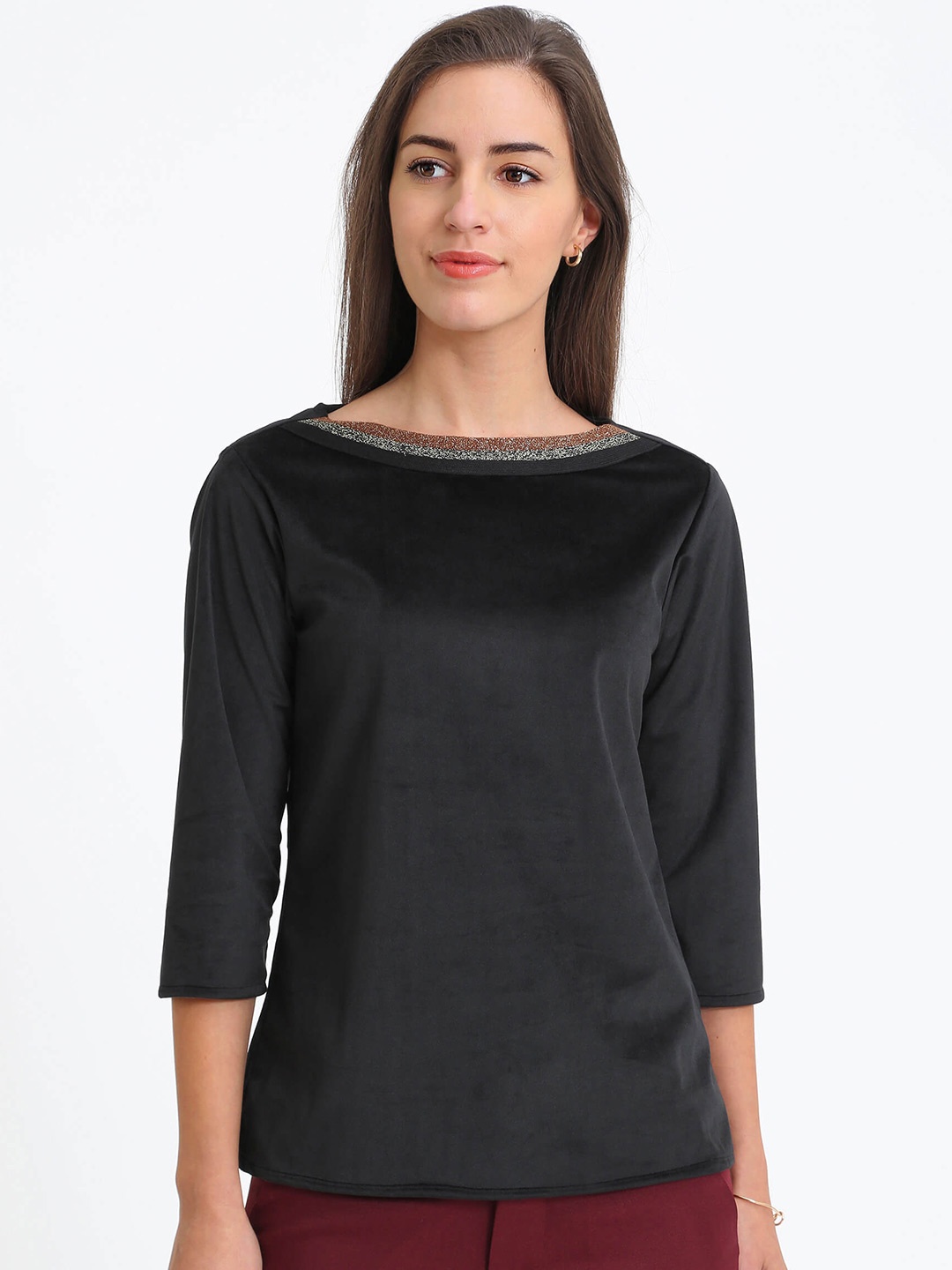 

SALT ATTIRE Styled Back Top, Black