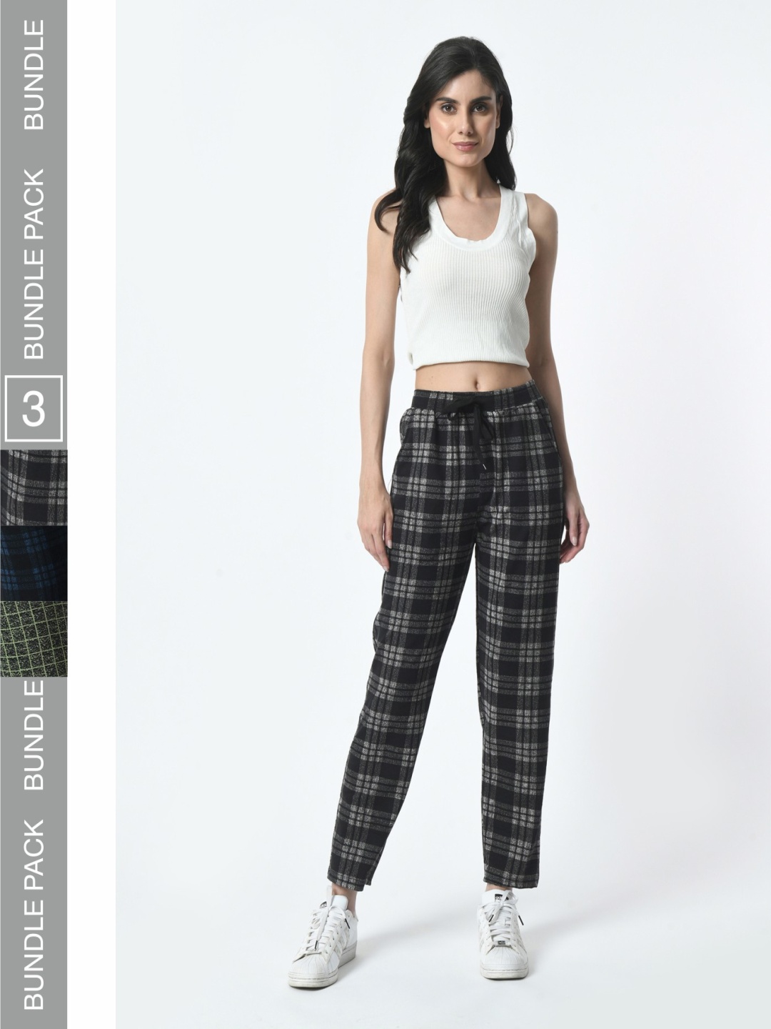 

BAESD Women Pack Of 3 Dry-Fit Checked Track Pant, Grey
