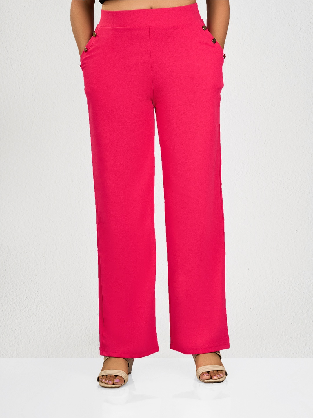 

MAYSIXTY Women Solid Regular Trousers, Pink