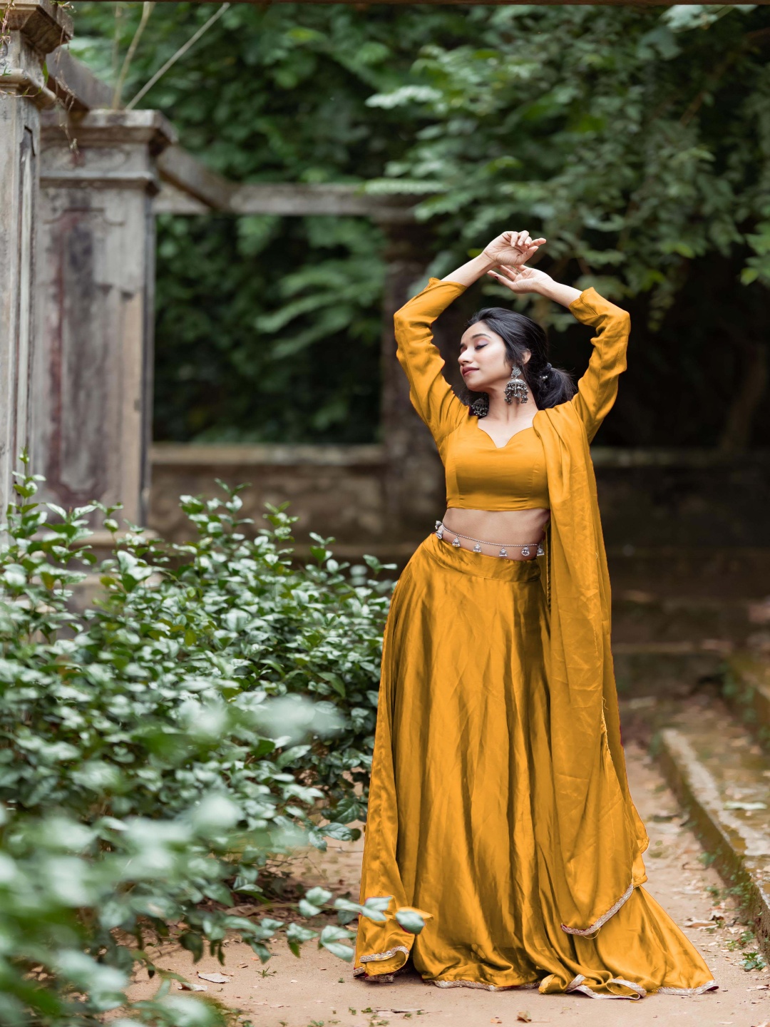 

LOOKNBOOK ART Semi-Stitched Lehenga & Unstitched Blouse With Dupatta, Mustard