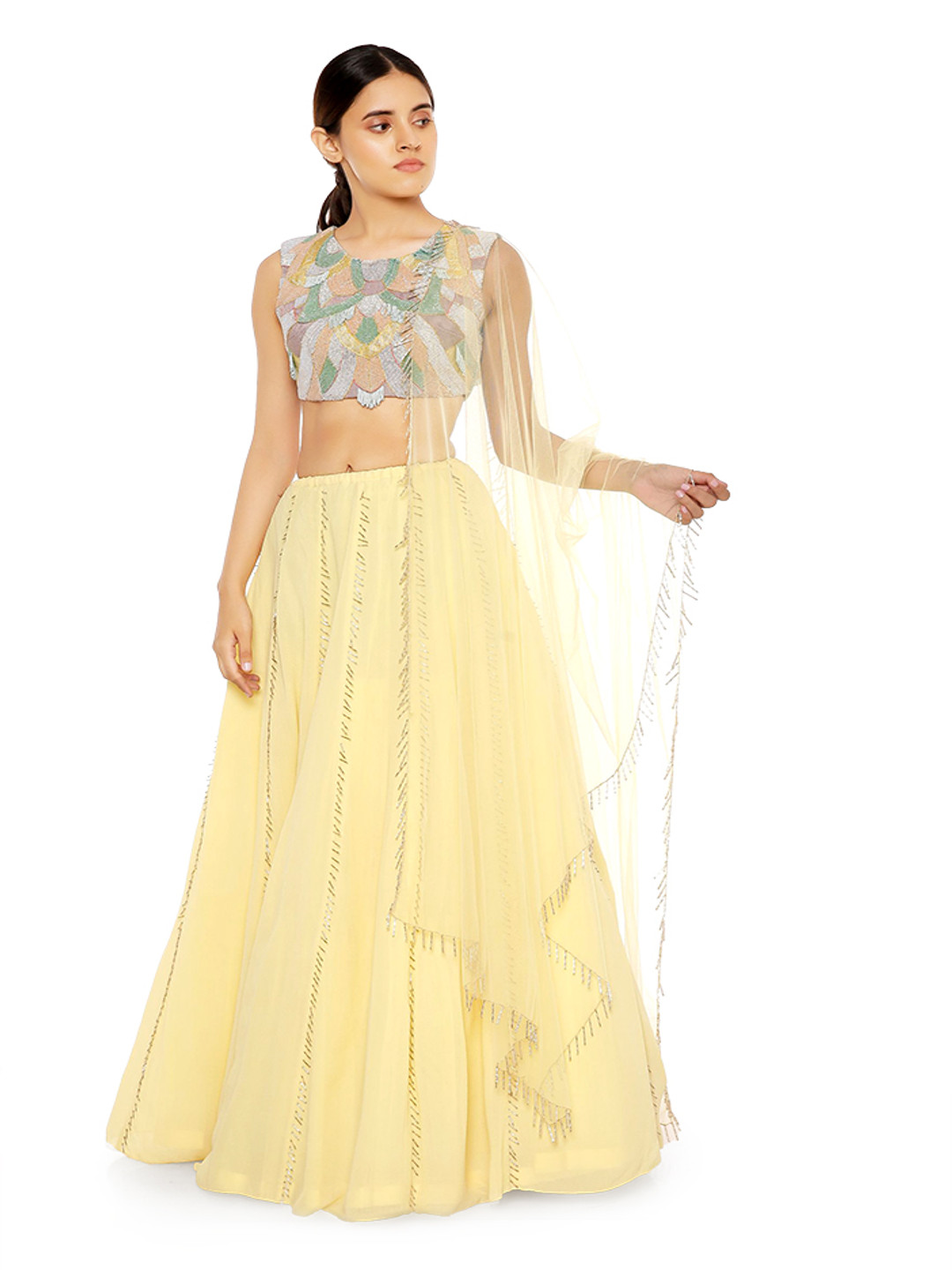 

Payal Singhal Embroidered Beads & Stones Ready to Wear Lehenga & Blouse With Dupatta, Yellow