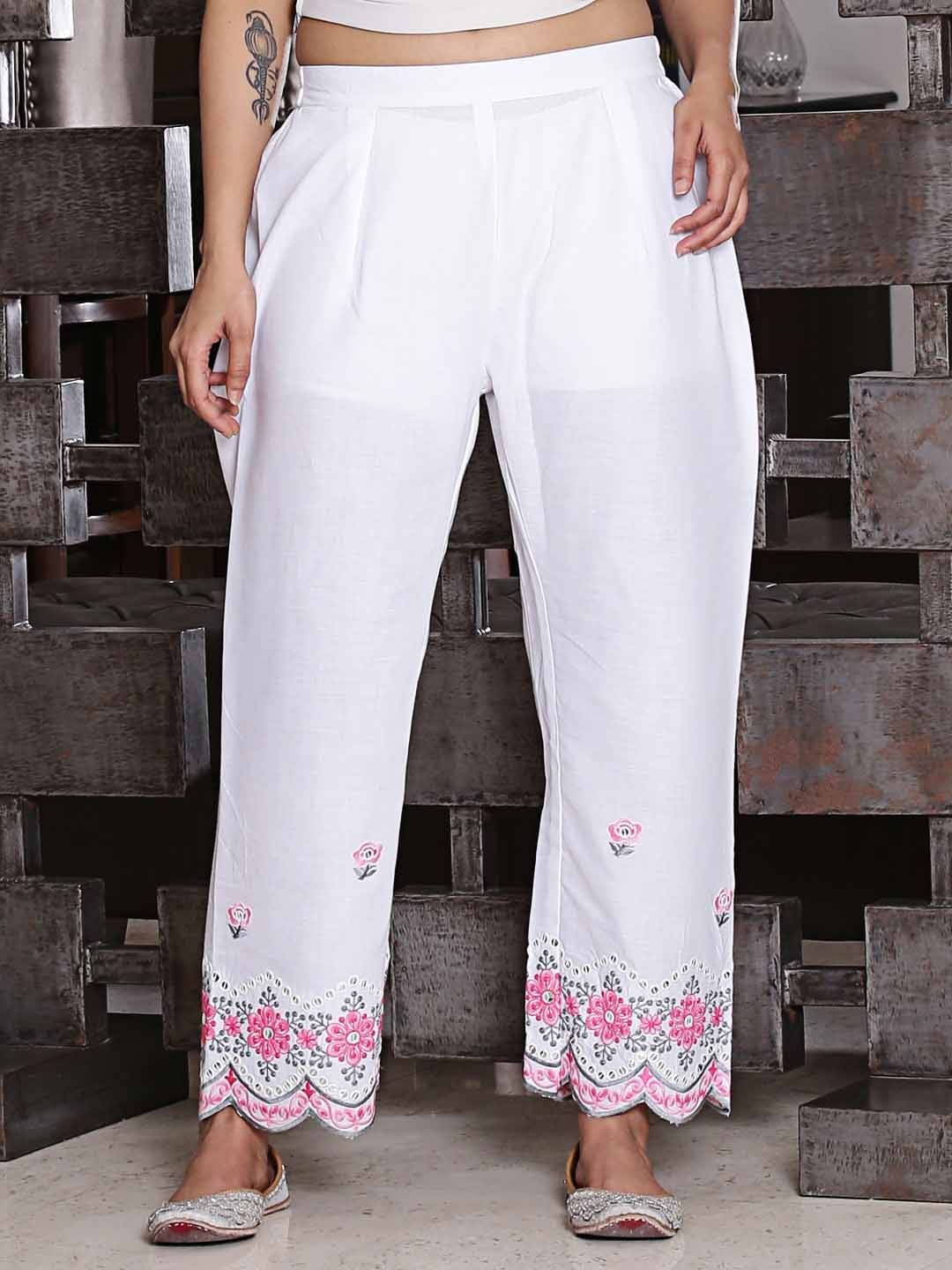 

Spring Soul Women Ethnic Motifs Embroidered Ethnic Palazzos, White