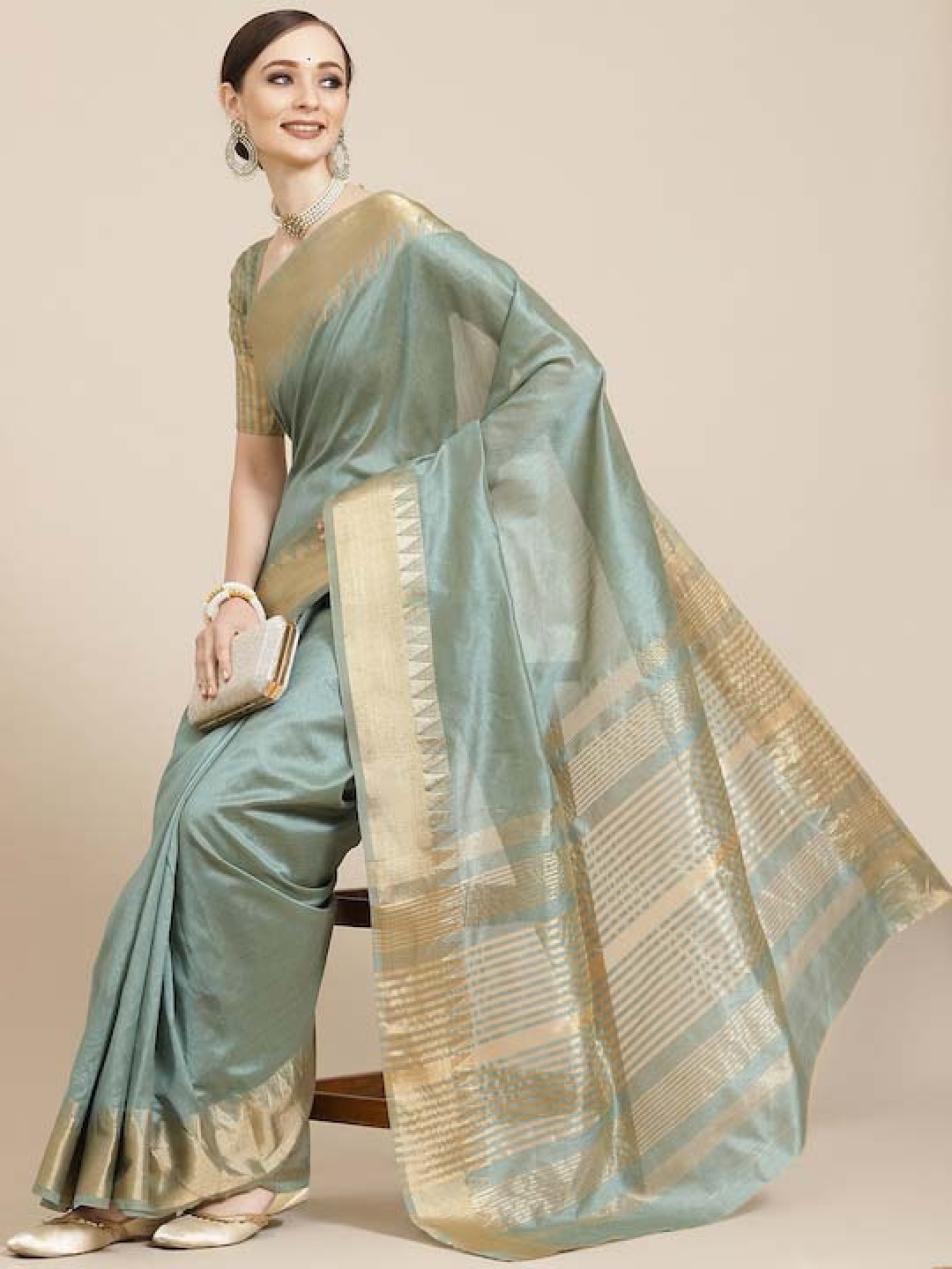 

KAVINDI Zari Saree, Blue