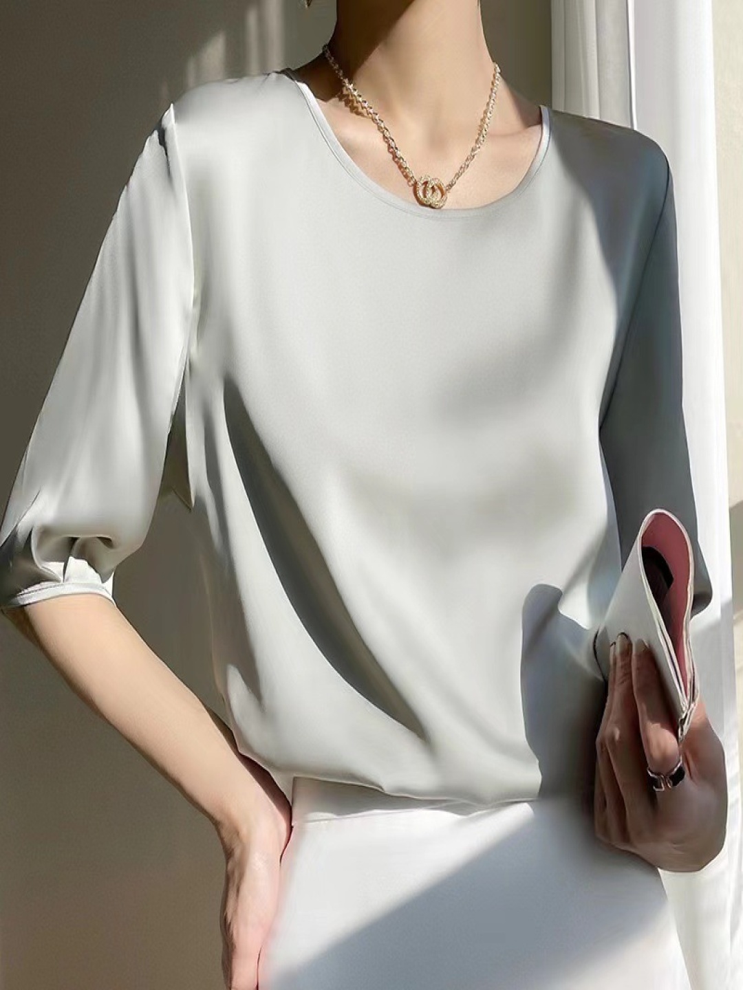 

StyleCast Satin Top, Grey