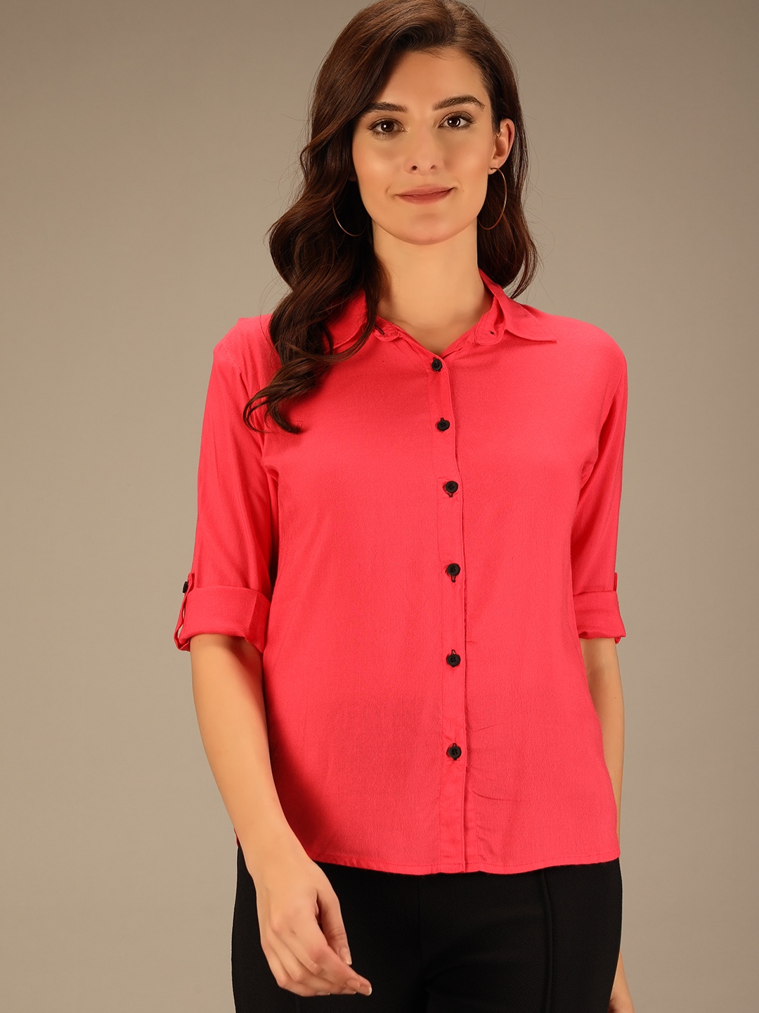 

TANDUL Custom Spread Collar Casual Shirt, Pink