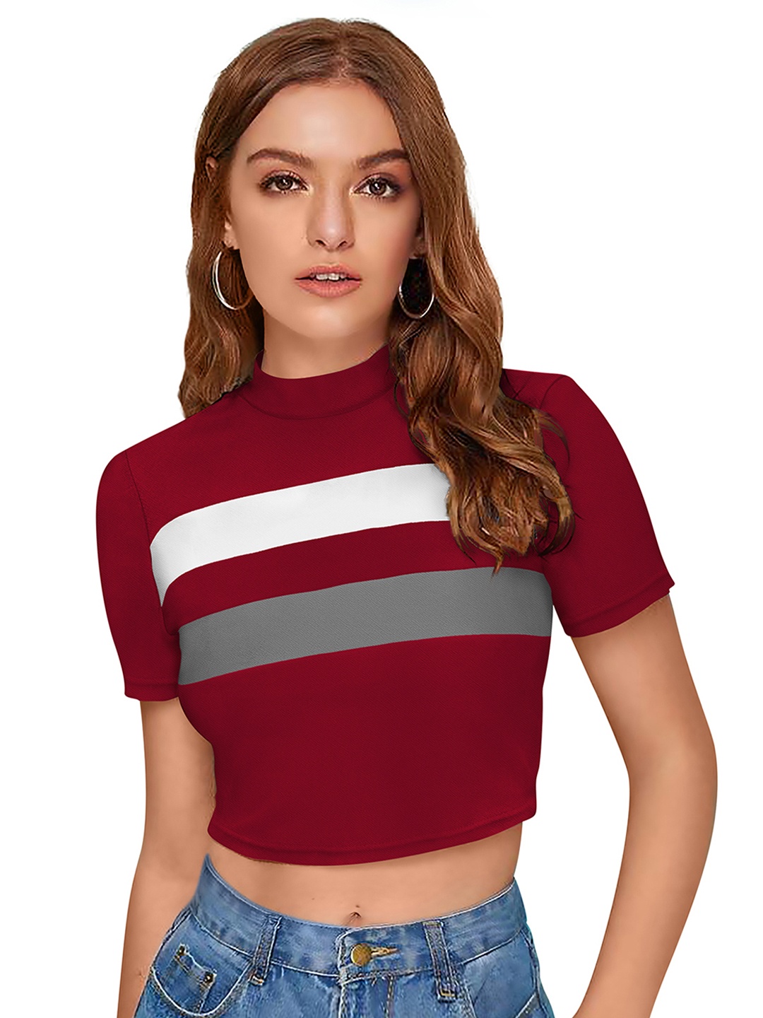 

Sitanjali Striped Crop Top, Grey