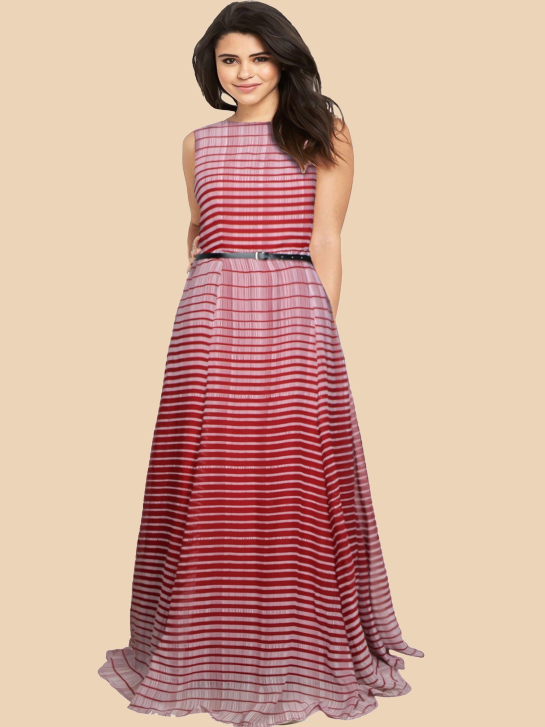 

Dream Beauty Fashion Striped Georgette Maxi Dress, Maroon