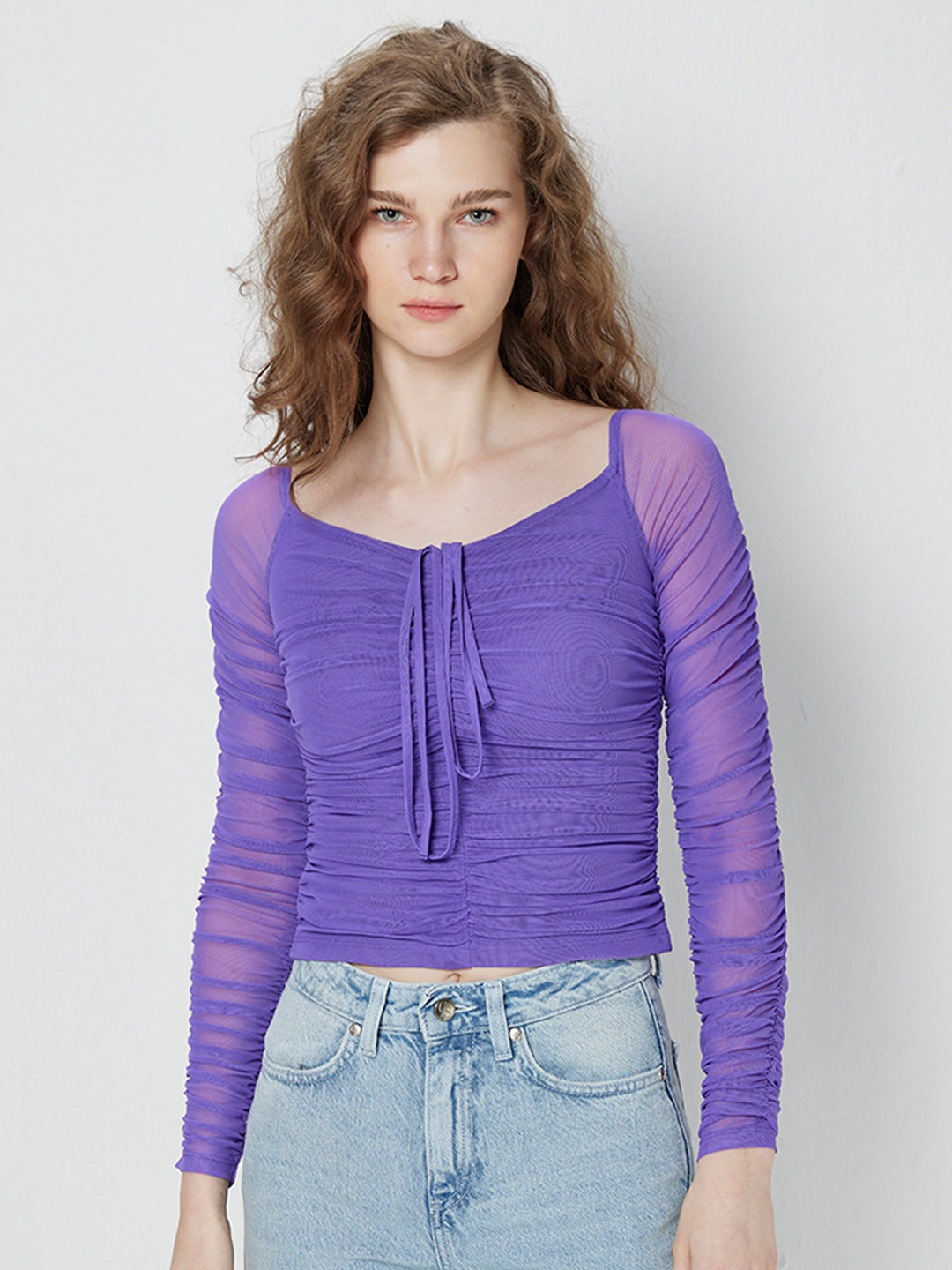 

COVER STORY Tie-Up Neck Top, Purple