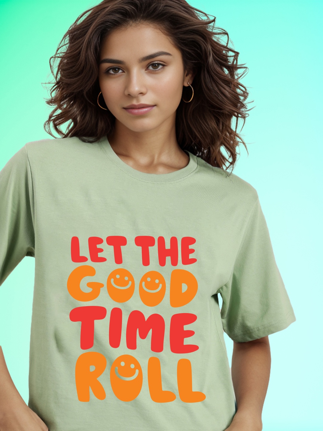 

Slenor Typography Printed Round Neck Longline Oversized Cotton T-shirt, Lime green