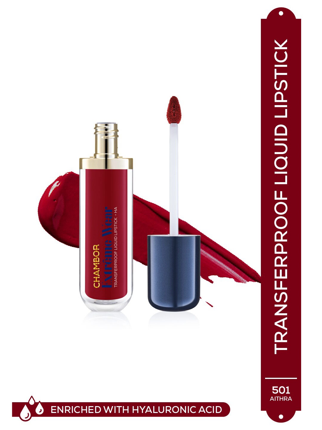 

Chambor Extreme Wear Transferproof Liquid Lipstick with Hyaluronic Acid 6ml - Aithra 501, Red