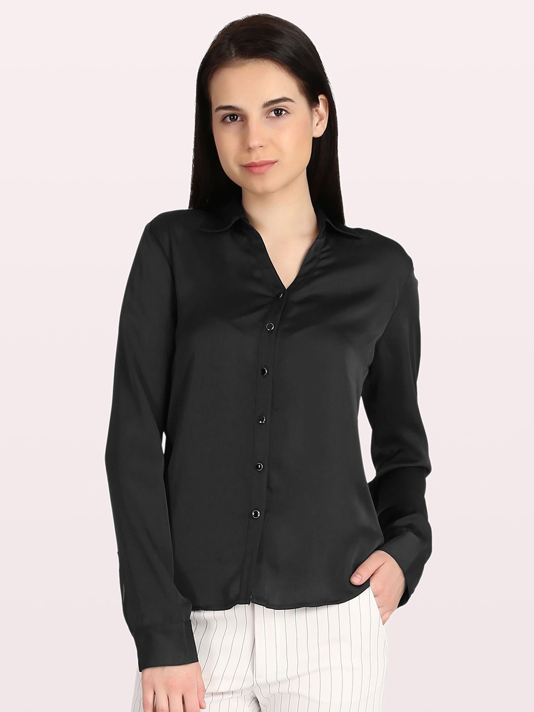 

SALT ATTIRE Women Modern Opaque Formal Shirt, Black