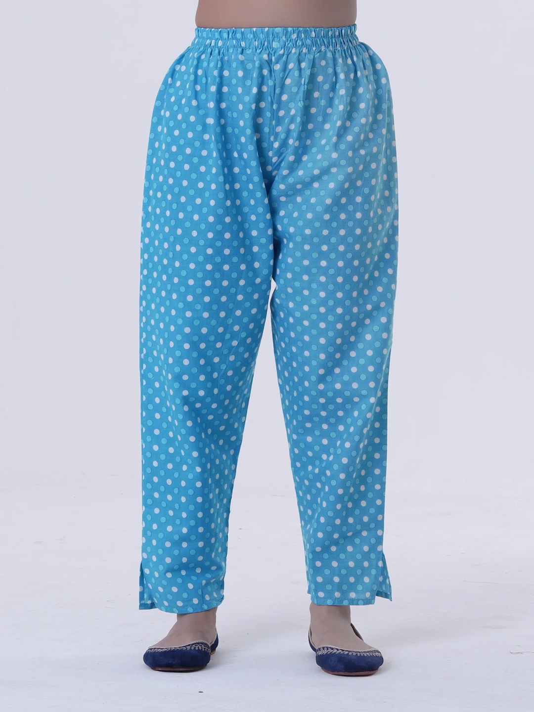 

TJORI Women Polka Dot Printed Trousers, Blue