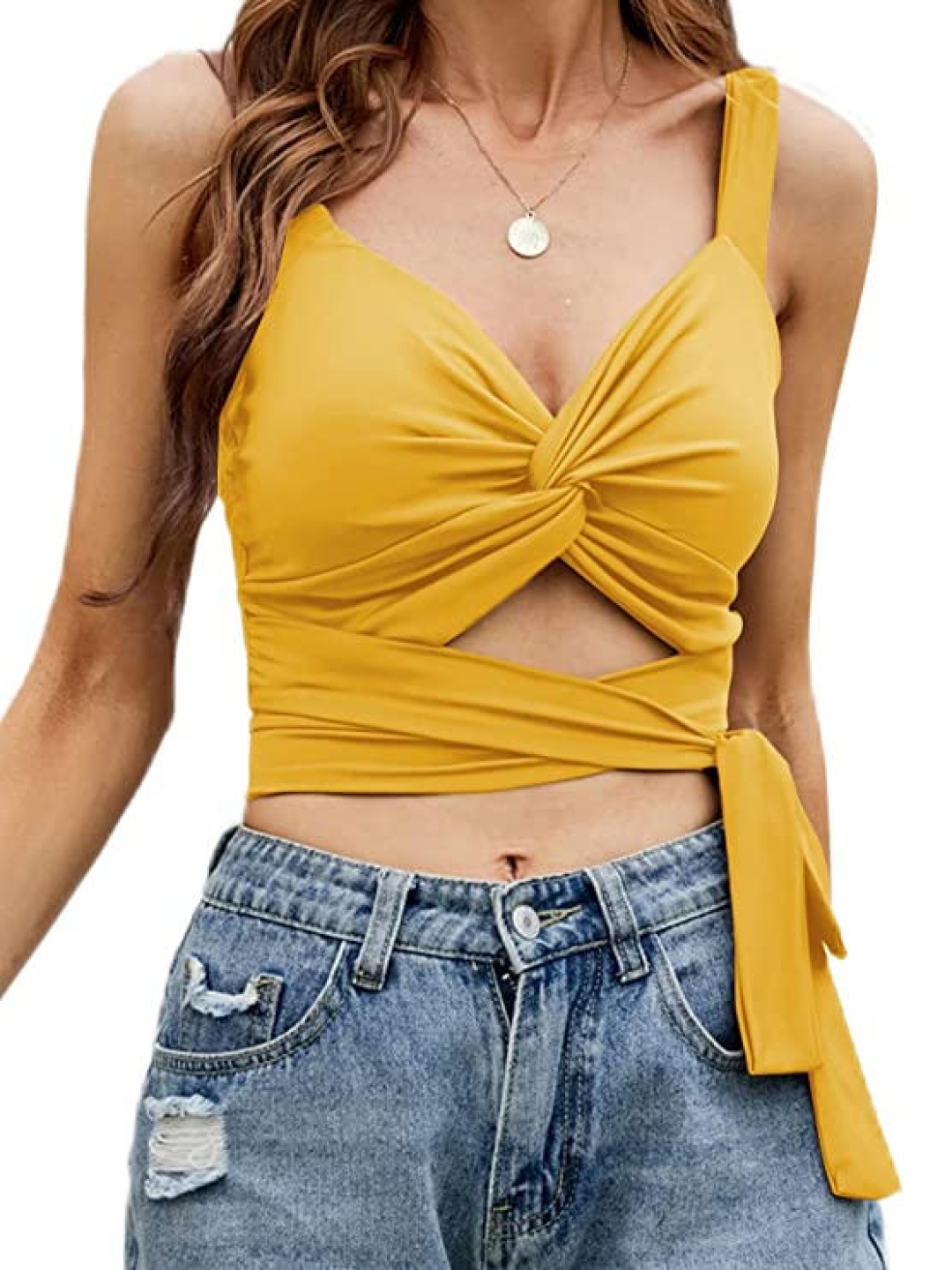 

TANDUL Bralette Crop Top, Yellow