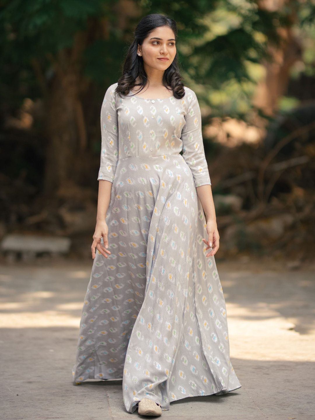 

Vinya Print Maxi Dress, Grey