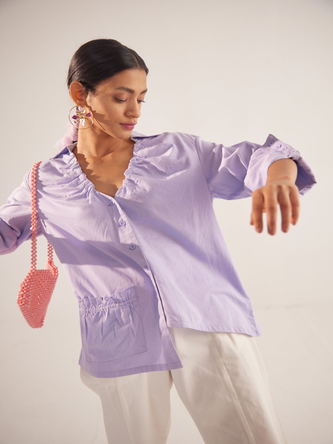 

Western Era Striped Cotton Top, Purple