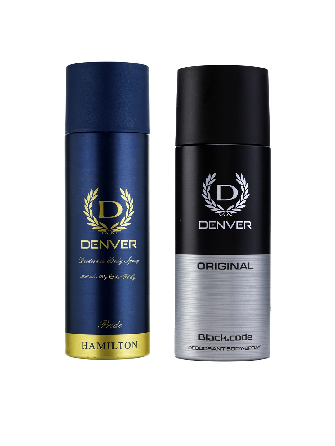 

Denver Men Set of 2 Deodorant Spray 200 ml each - Hamilton Pride & Original Black.Code, Blue